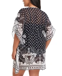 Bleu by Rod Beattie Plus Size Printed Double Trouble Caftan Cover-Up