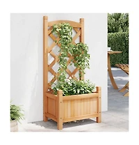 Planter with Trellis Brown Solid Wood Fir