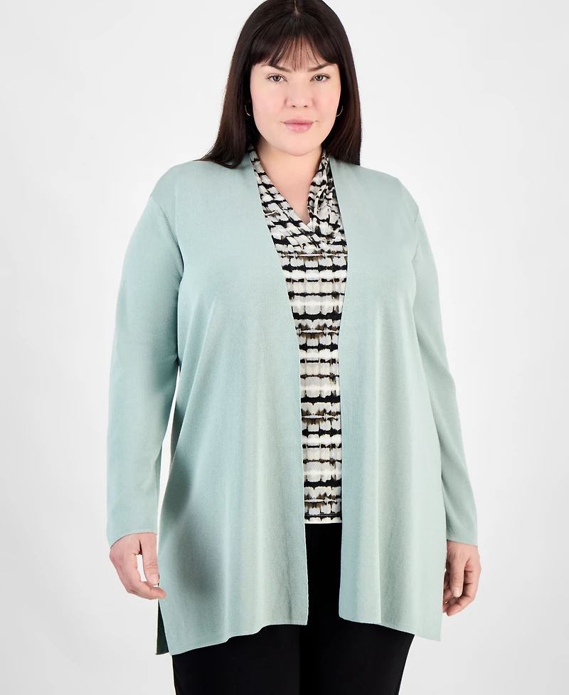 Anne Klein Plus Napa Open-Front Cardigan