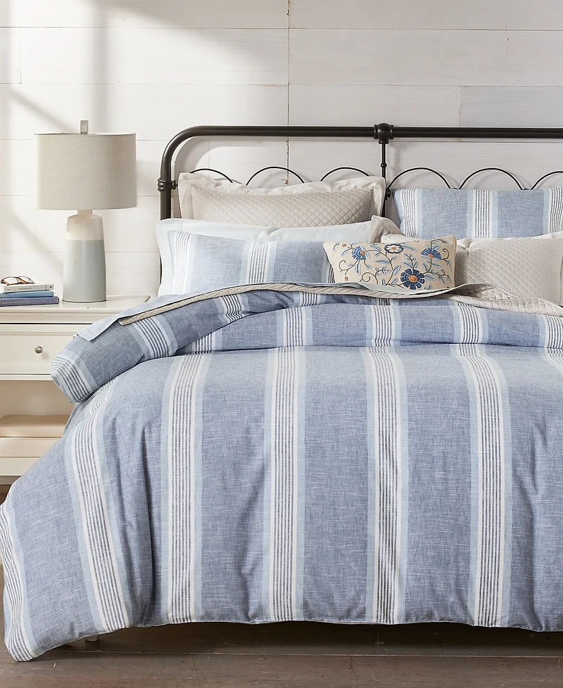 Charter Club Clifton Cotton/Linen Stripe 3-Pc. Comforter Set, King, Exclusively at Macy's