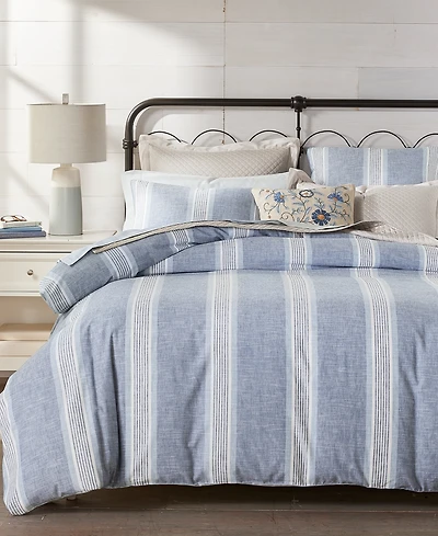 Charter Club Clifton Cotton/Linen Stripe 3-Pc. Comforter Set, King, Exclusively at Macy's