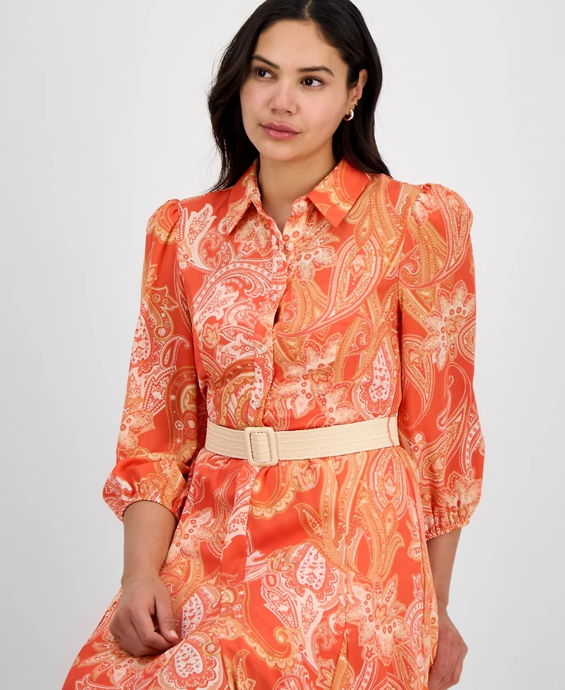 Tahari Asl Women's Paisley Belted Fit & Flare Dress