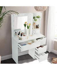Modern Vanity Makeup Desk with Vanity Mirror, 4 Drawers