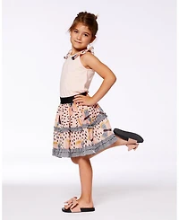 Deux par Deux Toddler Girls Cotton Tank Top With Frill Pink And Black Butterfly - Toddler|Child