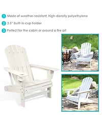 Adirondack Chair with Cup Holder - Outdoor All-Weather Adirondack Chair for the Fire Pit, Patio, Campsite, or Yard - 300-Pound Capacity - White