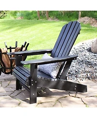 Adirondack Chair with Cup Holder - Outdoor All-Weather for the Fire Pit, Patio, Campsite, or Yard 300-Pound Capacity White