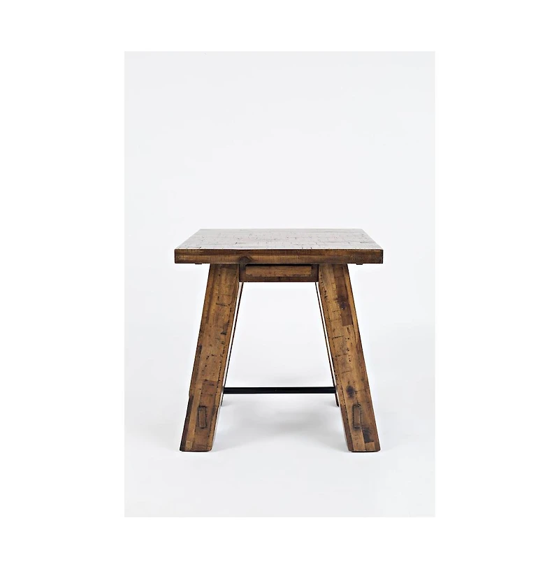 Cannon Valley Rustic Distressed Industrial Trestle End Table