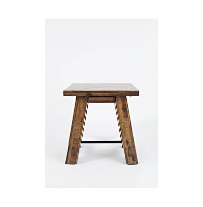 Cannon Valley Rustic Distressed Industrial Trestle End Table