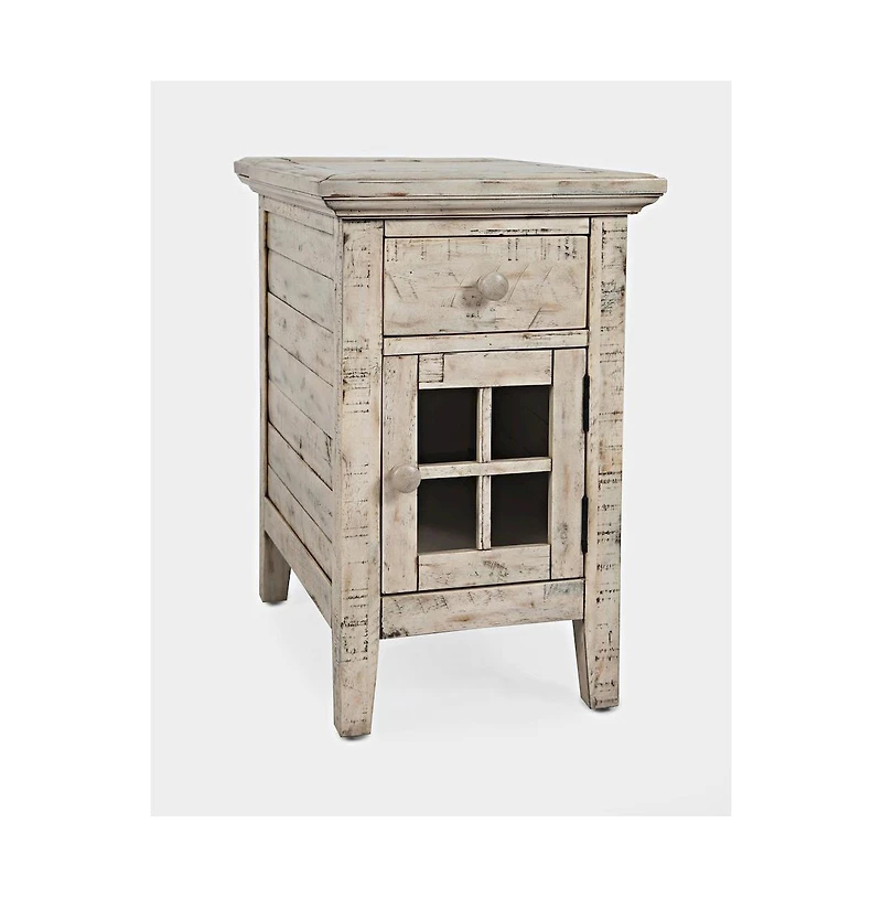 Rustic Shores Distressed Acacia Usb Charging Chairside End Table