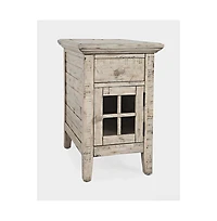 Rustic Shores Distressed Acacia Usb Charging Chairside End Table