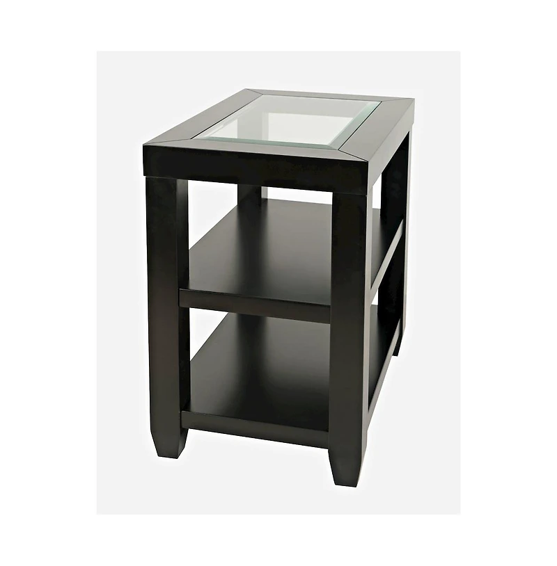 Urban Icon Contemporary Glass Inlay Chair Side End Table with Storage
