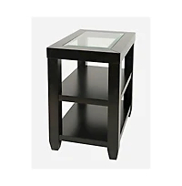 Urban Icon Contemporary Glass Inlay Chair Side End Table with Storage