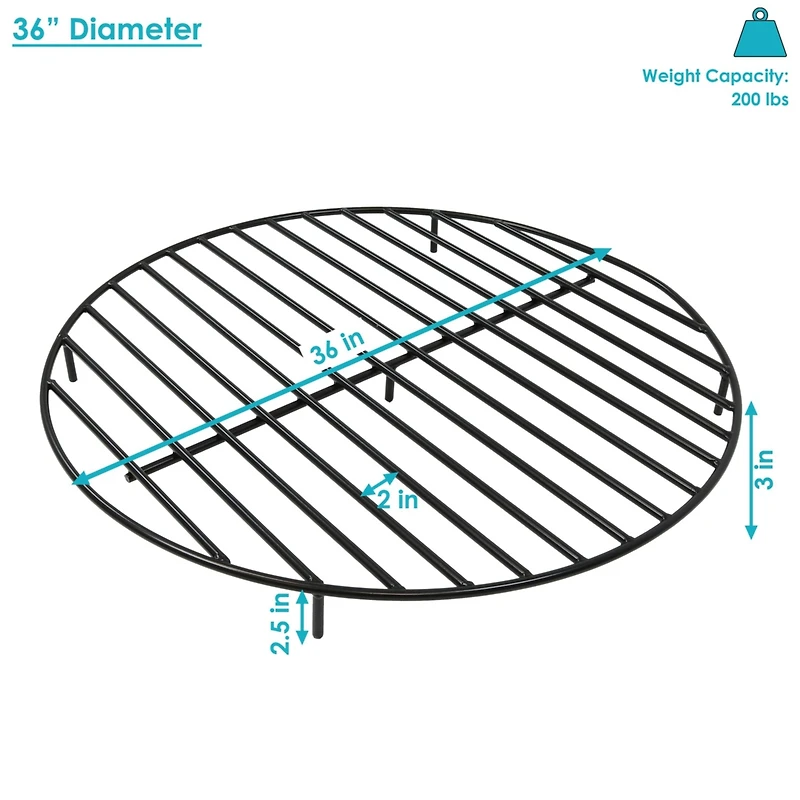 Outdoor Heavy-Duty Steel with High-Temperature Finish Round Fire Pit Firewood Log Grate