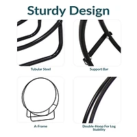 Indoor/Outdoor Steel Round Fire Pit or Fireplace Firewood Log Hoop Rack Holder