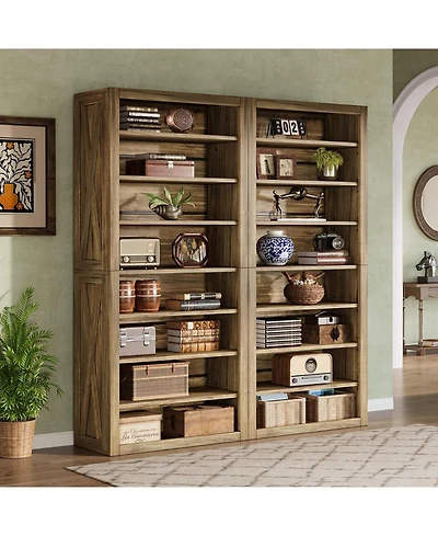 Tribesigns 70.59-Inch Tall Bookshelf Pack of 2, 8-Tier Wooden Bookcase, Large Floor Standing Book Shelf Organizer, Farmhouse Open Etagere Bookcase for