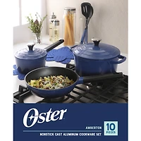 Oster Platinum Amberton 10 Piece Cast Aluminum Pots and Pans Pfa Free Ceramic Non stick Cookware Set