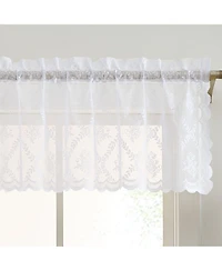 Hlc.me Isabella Floral Rod Pocket Lace Semi Sheer Voile Short Valance for Small