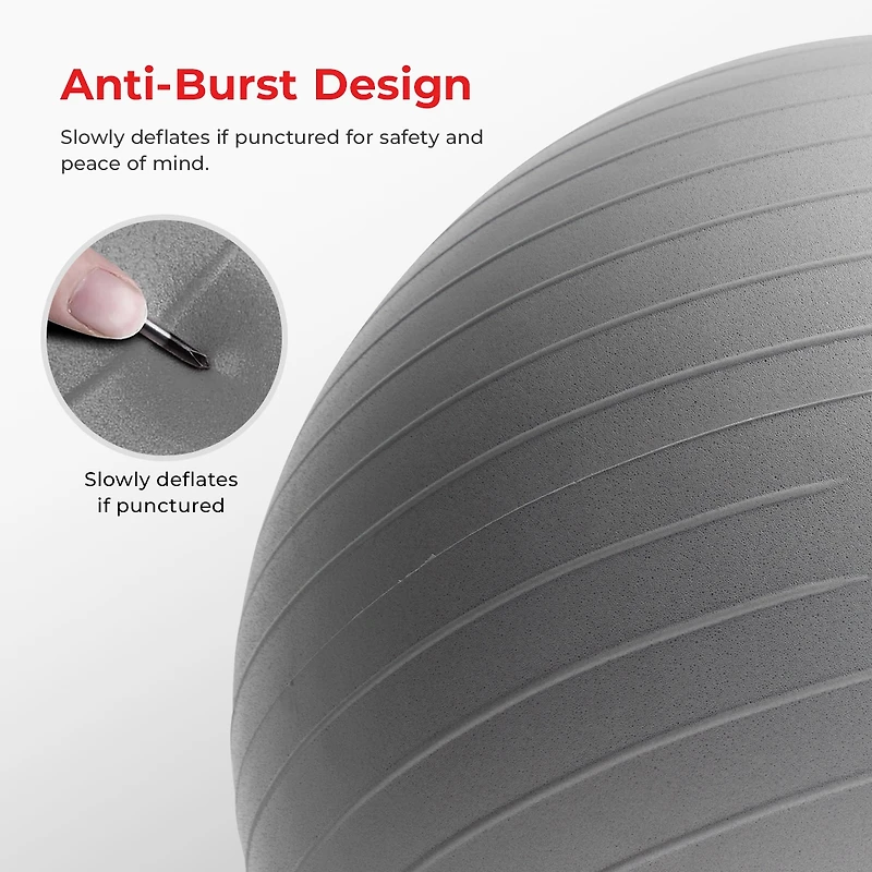 Sunny Health & Fitness Premium Yoga Ball Small 55CM Anti-Burst Exercise Ball for Workouts, Pregnancy, Physical Therapy, Stability Ball Chair Fitness,