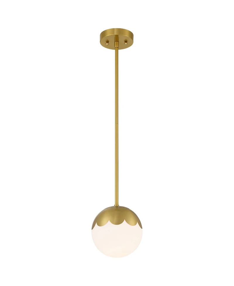 360 Lighting Camila 7" Mid Century Modern Pendant Ceiling Light Fixture Dining Room Over Table Globe Antique Brass Finish Mini
