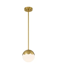 360 Lighting Camila 7" Mid Century Modern Pendant Ceiling Light Fixture Dining Room Over Table Globe Antique Brass Finish Mini