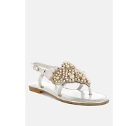 Opazie Metallic Pearl Embellished Flats