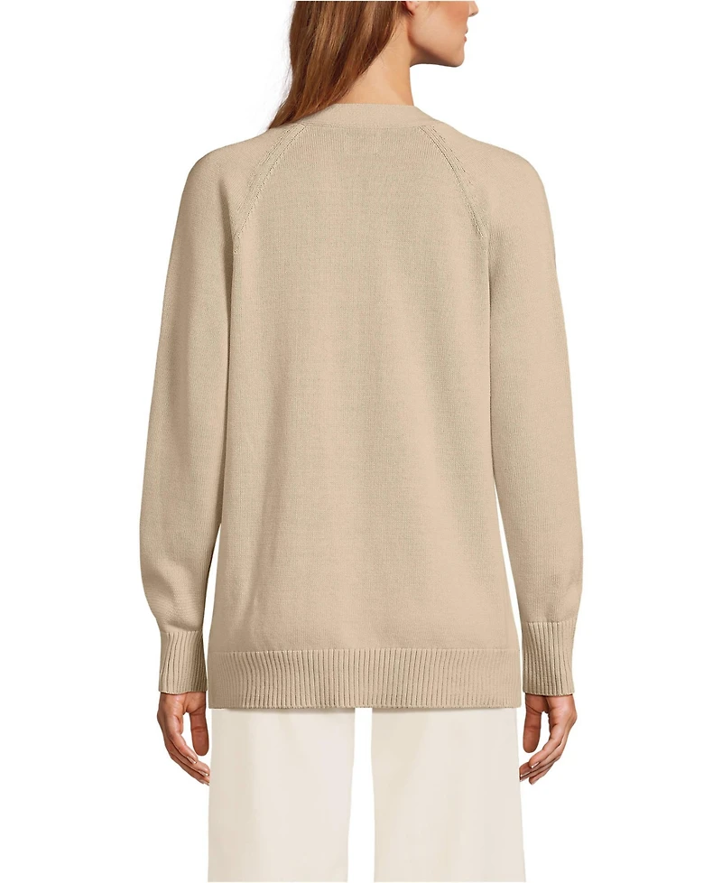 Lands' End Women's Drifter Varsity Vneck Relaxed Cardigan Sweater