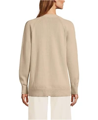 Lands' End Women's Drifter Varsity Vneck Relaxed Cardigan Sweater