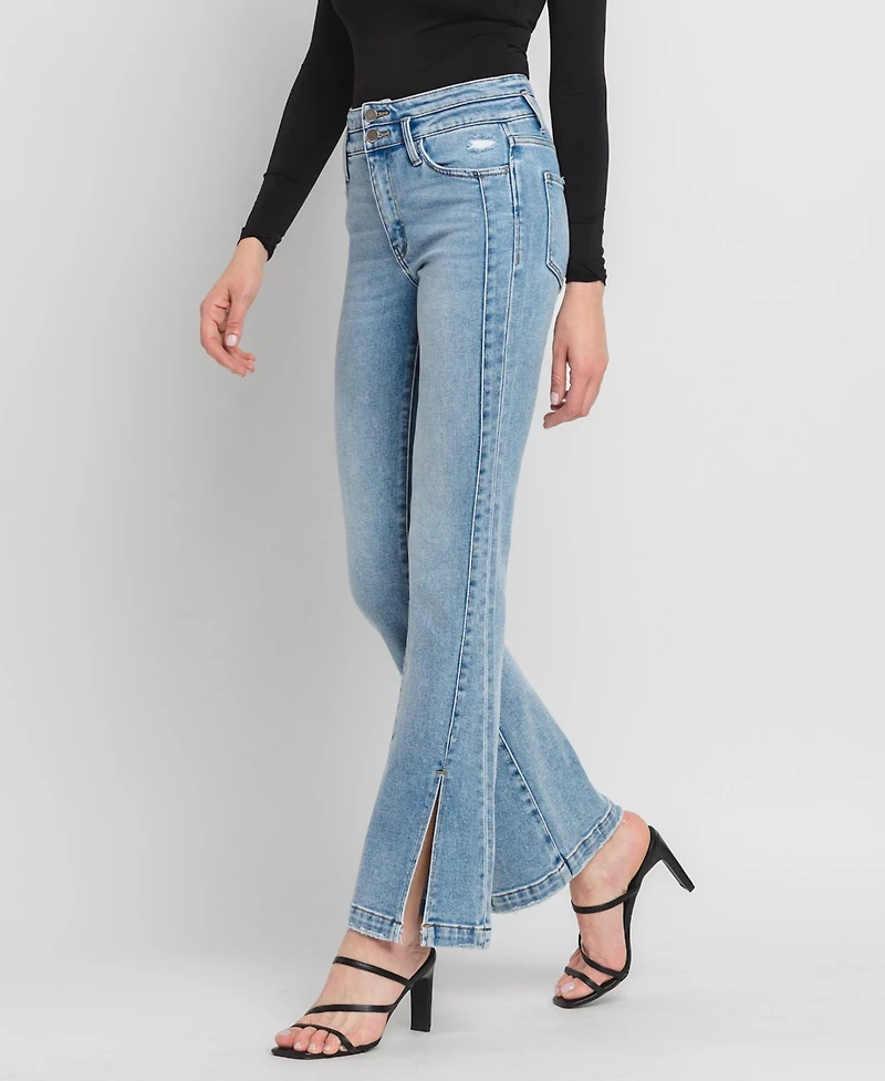 Flying Monkey Women's High Rise Split Hem Flare Jeans