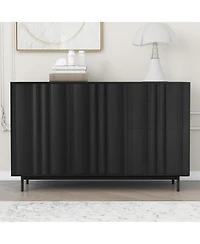 Wave Pattern Storage Cabinet with 2 Doors and 2 Drawers, Adjustable, Suitable for Study, Entrance and Living Room