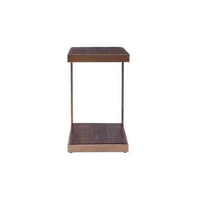 Global Archive Distressed Acacia and Stainless Steel "C" Table