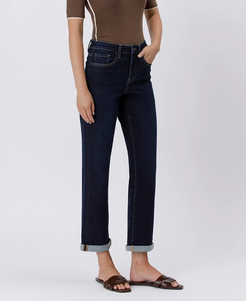 Flying Monkey Women's High Rise Cuffed Straight Jeans