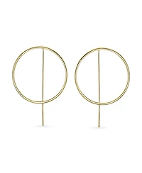 Bling Jewelry Delicate Minimalist Geometric Thin Round Open Circle Modern Hoop Threader Earrings Sterling Silver