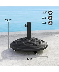 Outsunny Round Patio Umbrella Base with Wheels, 44 lbs Resin Umbrella Sd