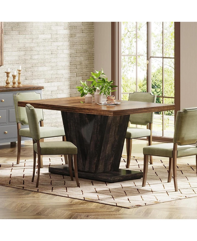 Tribesigns 47-Inch Dining Table for 4, Black Kitchen Dinner with Heavy Duty Pedestal, Farmhouse Wooden Eating Home, Room, Small