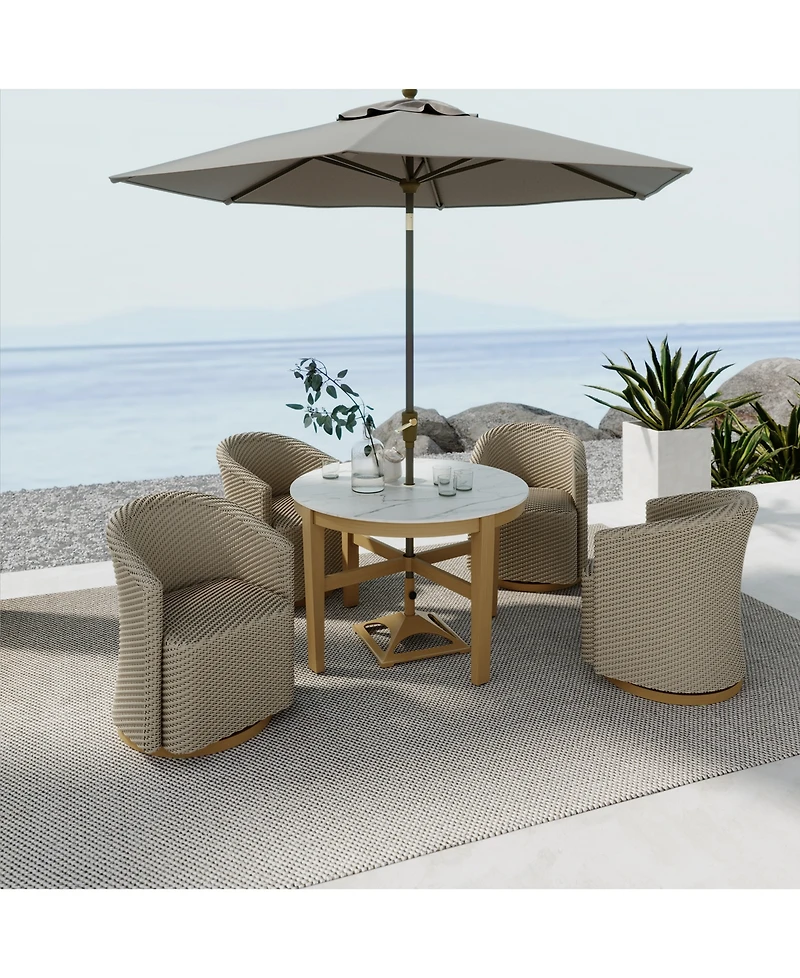 Reid Outdoor Dining 5pc Set (Round Table & 4 Swivel Chairs), Created for Macy's