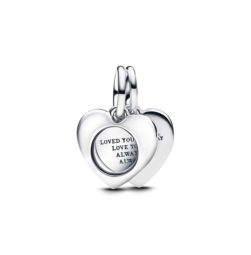 Pandora Engravable Heart Magnifying Glass Double Dangle Charms