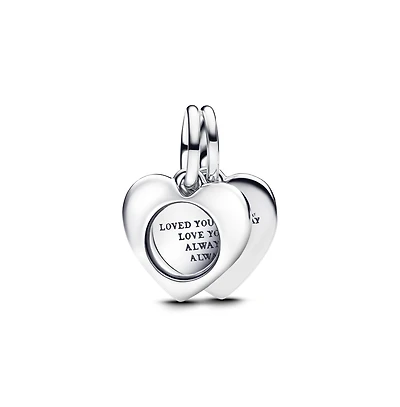 Pandora Engravable Heart Magnifying Glass Double Dangle Charms