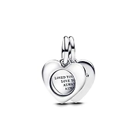 Pandora Engravable Heart Magnifying Glass Double Dangle Charms