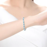 Sterling Silver with Colored Cubic Zirconia Tennis Bracelet White Gold Plated, 14K or 18K Rose Plated
