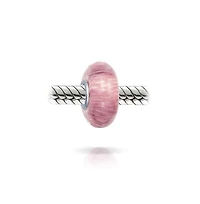Bling Jewelry Solid Pink Mauve Murano Glass Charm Bead with Sterling Silver Core Bracelets