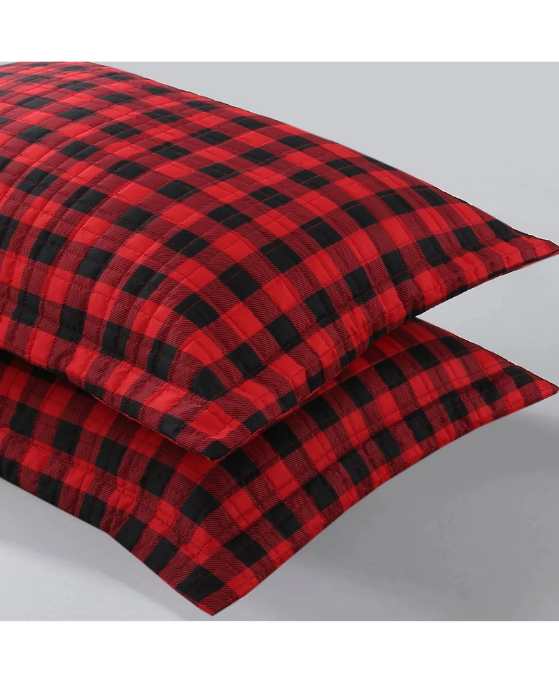 MarCielo Buffalo Pillow Sham Microfiber Pillow Shams Red and Black-King