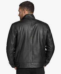 Men's Skeld Leather Jacket with Removable Faux Rabbit Lined Interior