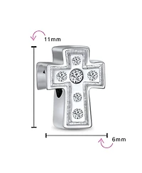 Bling Jewelry Simple Sparkling Cz Cross Charm Bead Communion s Sterling Silver Bracelet