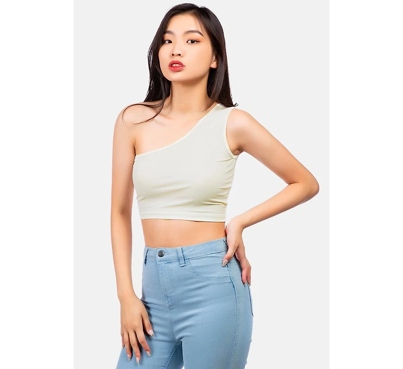 One Shoulder Knitted Crop Top