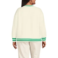 Lands' End Plus Drifter Varsity Vneck Sweater with Crest