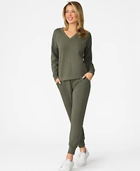 Cable & Gauge Women's Yummy V-Neck Sweatshirt and Jogger Matching Set