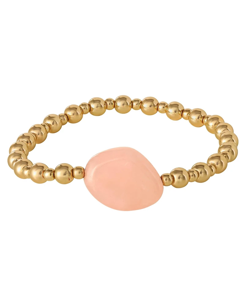 Jessica Simpson 3-Piece Beaded Stretch Bracelet Set - Gemstone & Gold-Tone Accents