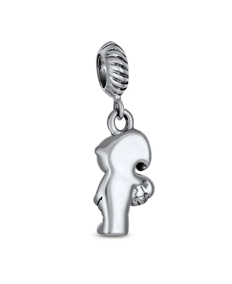 Bling Jewelry Cartoon Cheerleader Soccer Player Dangle Charm Bead Sterling Silver Bracelet