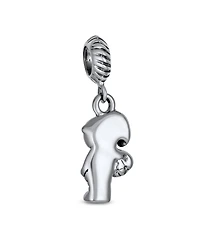 Bling Jewelry Cartoon Cheerleader Soccer Player Dangle Charm Bead Sterling Silver Bracelet