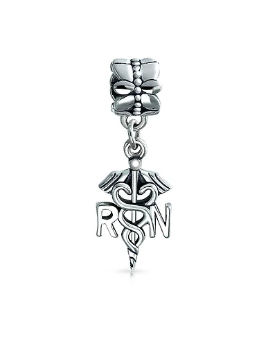 Bling Jewelry Rn Nurse Hat Caduceus Dangle Charm Bead Sterling Silver European Bracelet